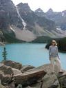 Ashe climbing the rocks above Lake Morraine.
